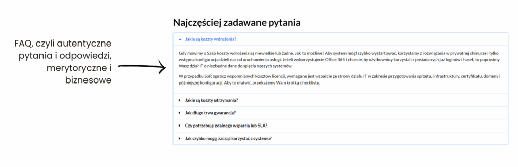 content for landing page FAQ