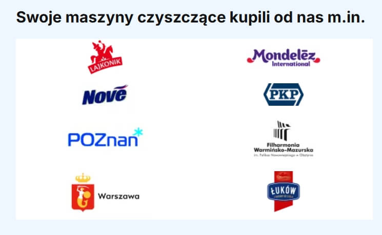 logotypy klientów na stronie - sprzedaż produktów profesjonalnych