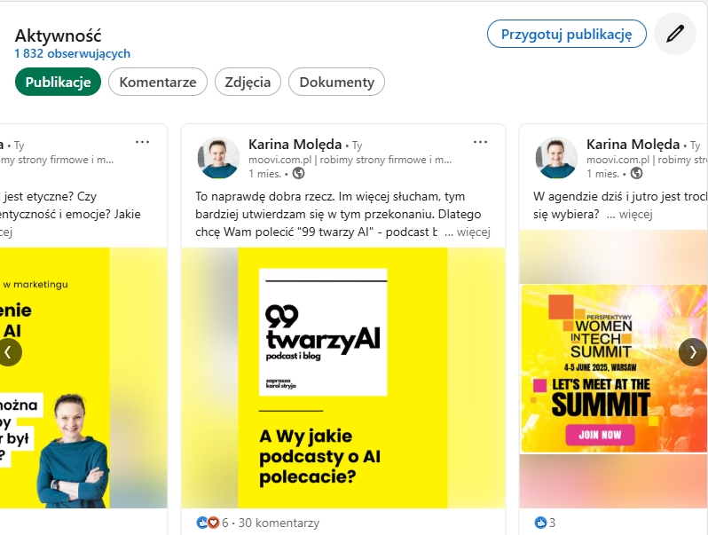 metody pozyskiwania klientów - publikacje Linkedin