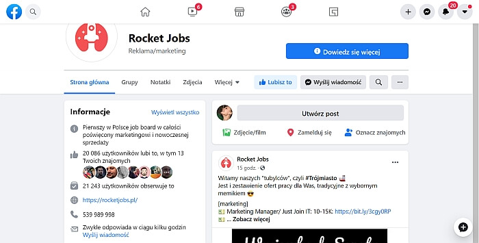 strona firmowa fb przykłady glowna