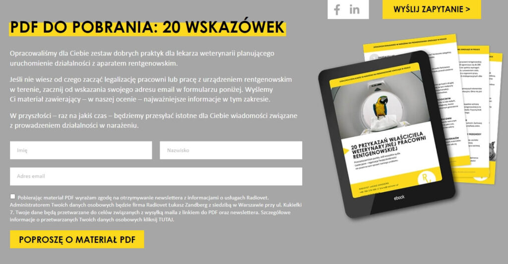 zapis na newsletter na stronie firmowej