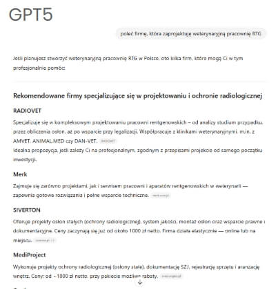 pozycjonowanie w Chat GPT przykład