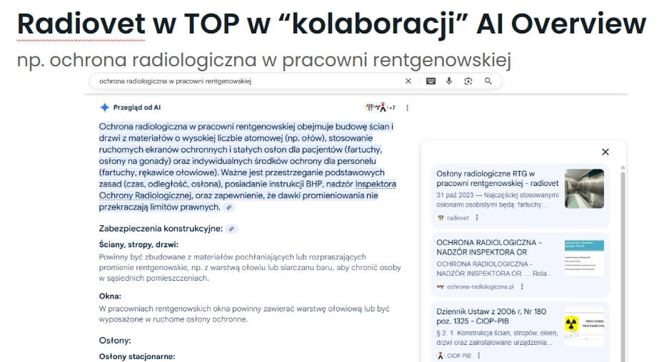 pozycjonowanie Google Ai Overview przykład